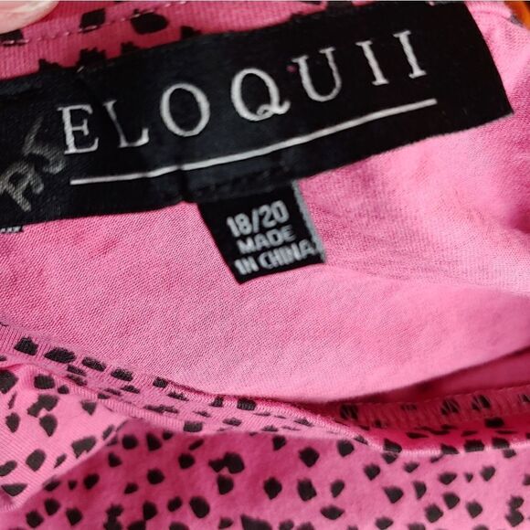 NWT Eloquii pink & black animal print top w/ ruffled sleeves size 18/20 - Picture 9 of 14